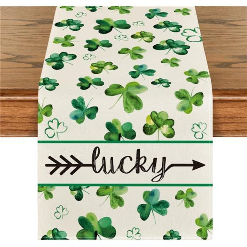 Lucky Clover Shamrocks Table Runner, Seasonal St. Patrick's Day